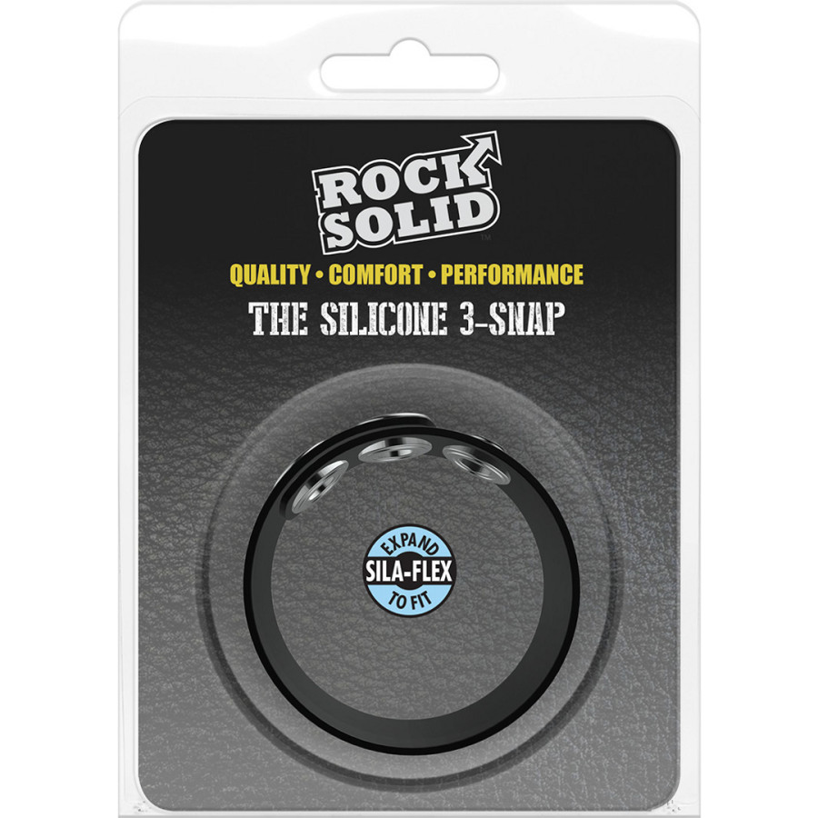 Cockring ajustable en silicone The Silicone 3 Snap Noir