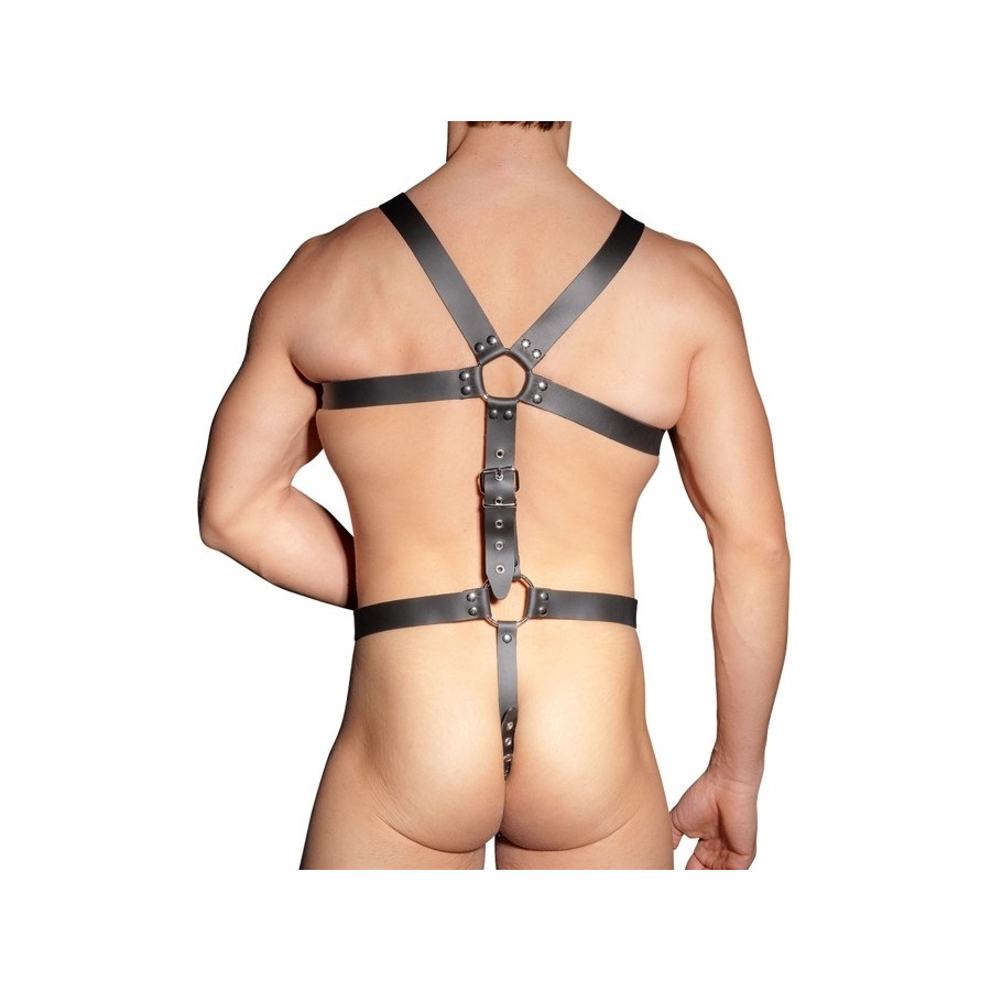 Harnais Complet en Cuir avec Anneau Pénien Leathercock S/L