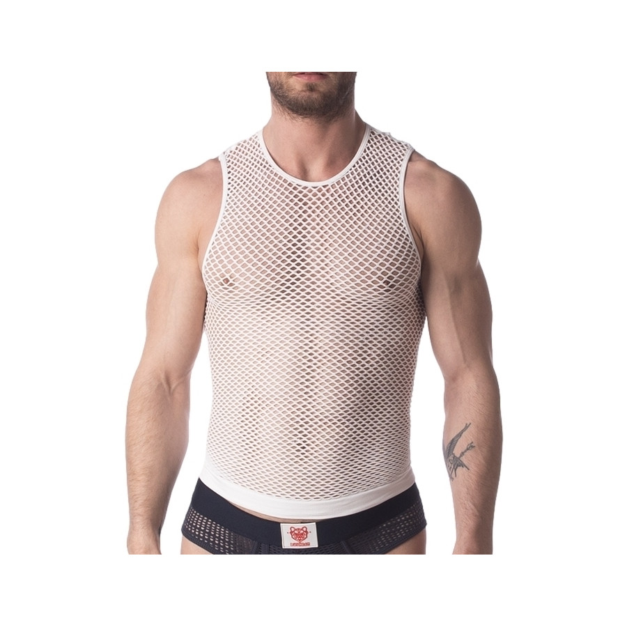 Stefano Mesh Tank Top White