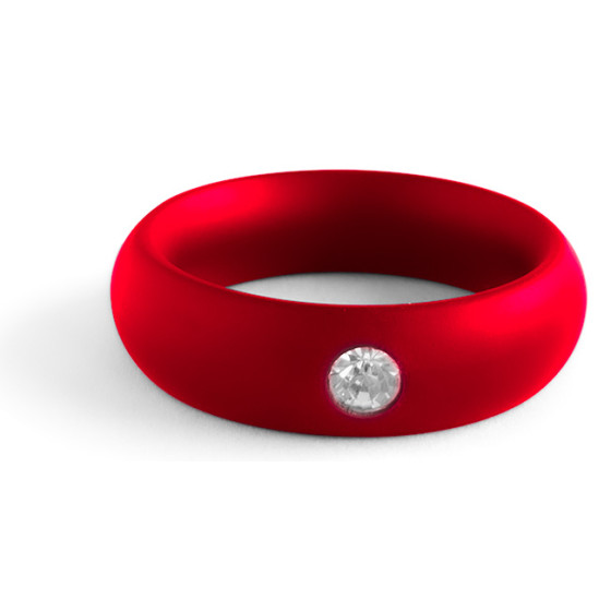 Cockring en métal Donut Strass Rouge