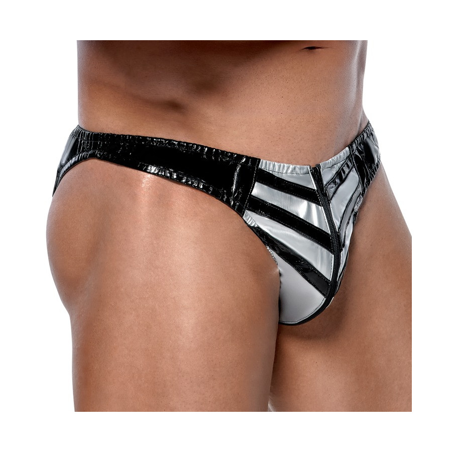 Vinyl Raft sexy briefs Black-Silver