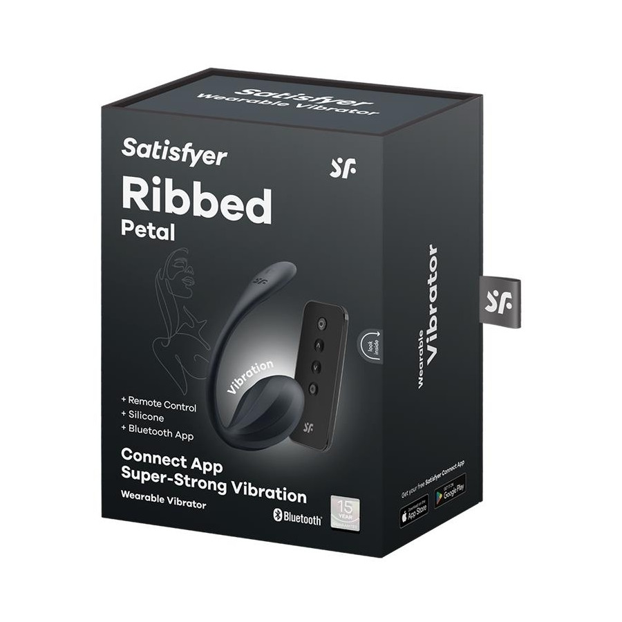 Vibromasseur Connecté Point G Ribbed Petal 8.5 x 3.8cm Noir