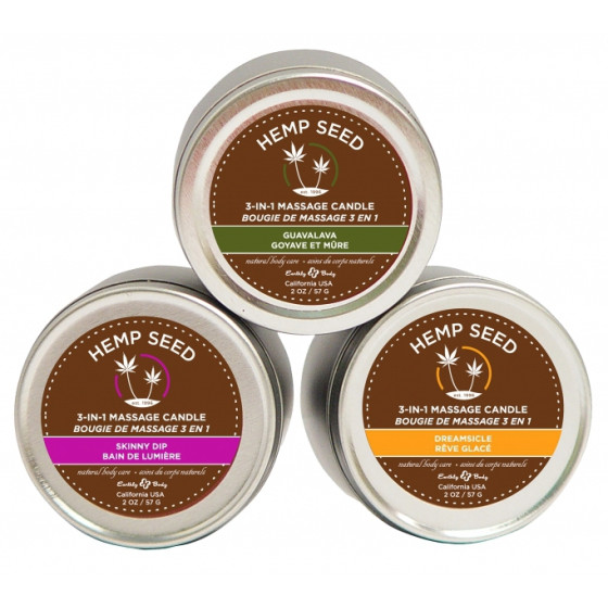 Set of 3 Hemp Seed Massage Candles 57g