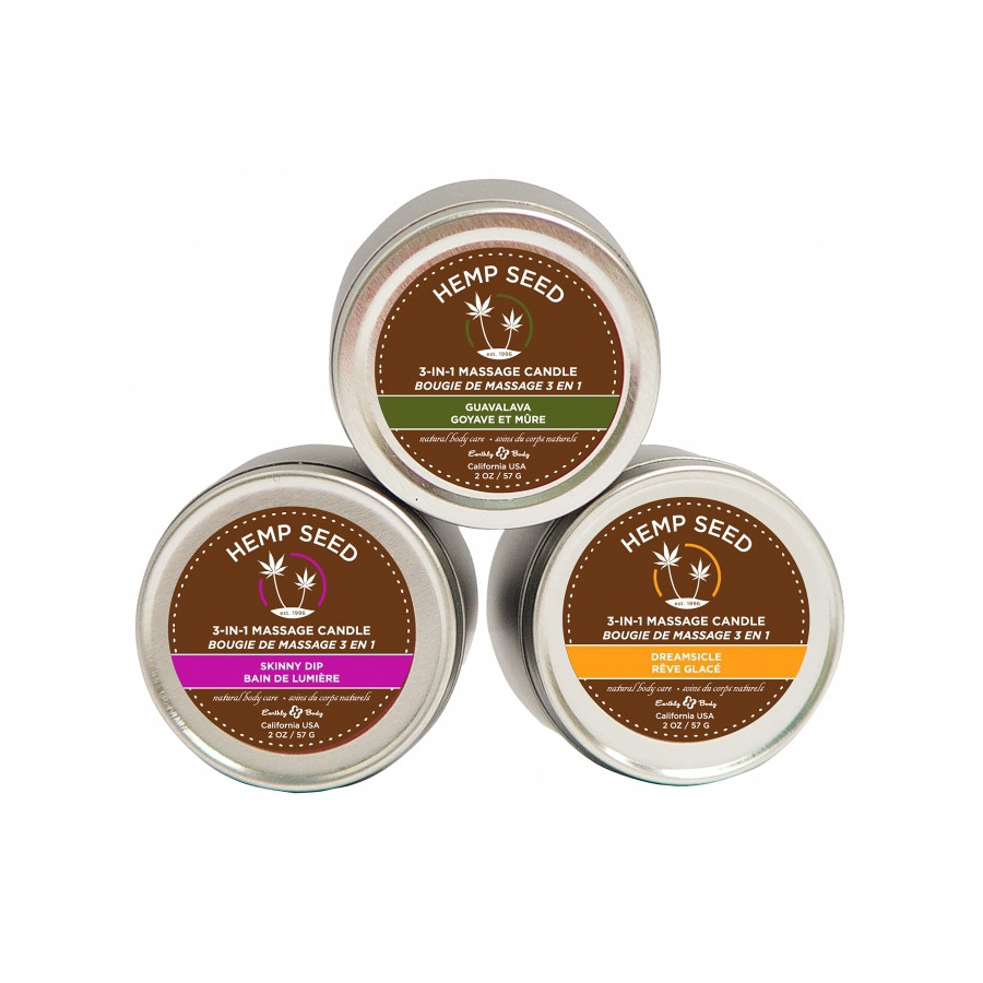 Set of 3 Hemp Seed Massage Candles 57g
