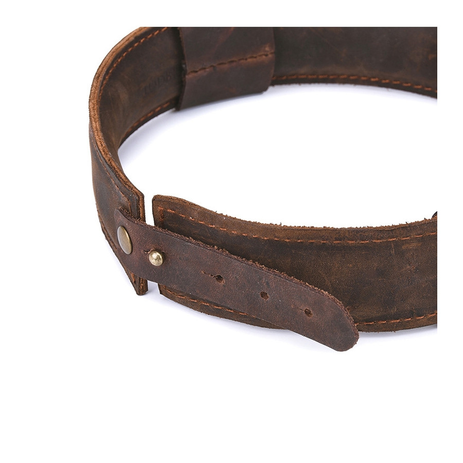 Vintage Pull-Up Real Leather Collar