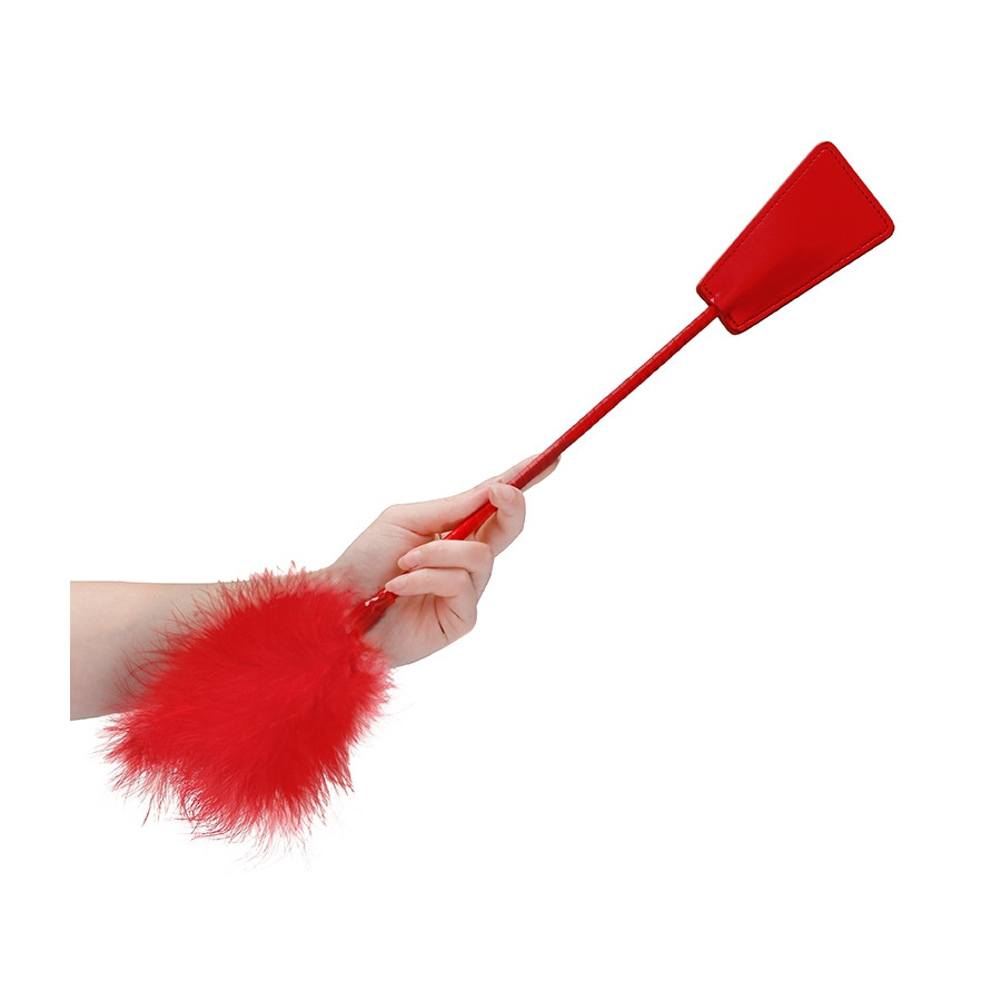 Cravache et Plumeau Ouch 43cm Rouge