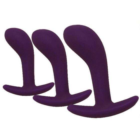 Kit de 3 Mini Plugs Prostatiques Silicone 11 x 3.5 cm Violet Foncé