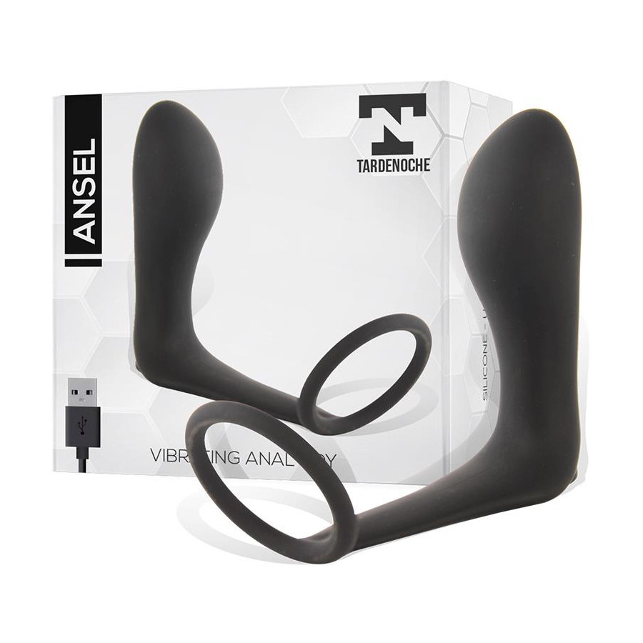 Ansel Vibrating Cockring + Plug 9 x 3 cm - Ring 36mm