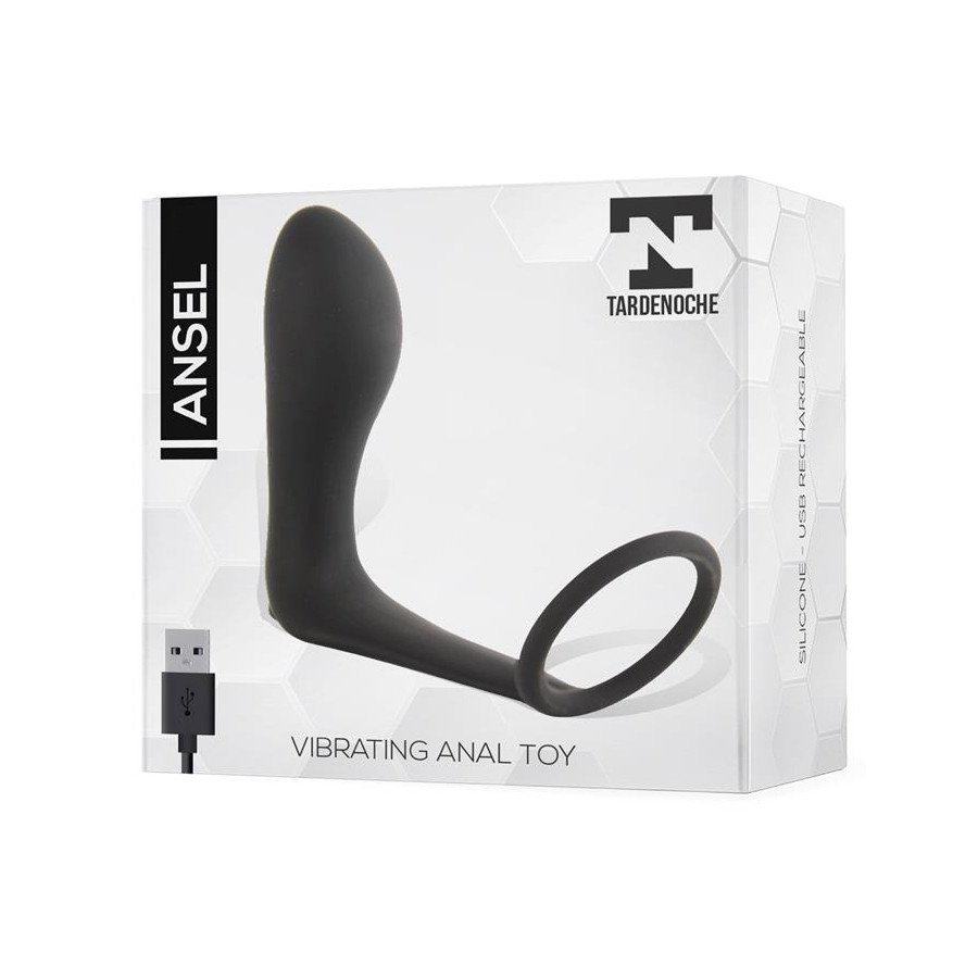 Ansel Vibrating Cockring + Plug 9 x 3 cm - Ring 36mm
