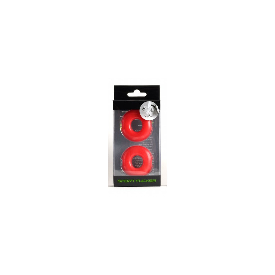 Lot de 2 Cockrings souples Stacker 20 mm Rouges
