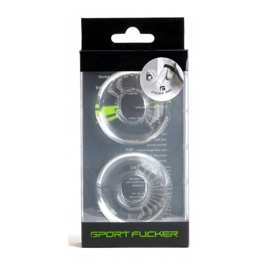 Lot de 2 Cockrings souples Stacker 20 mm Transparents