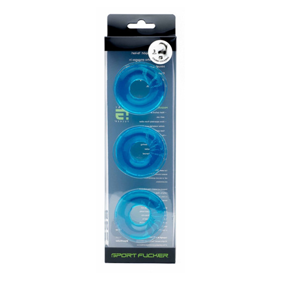 Lot de 3 Cockrings Chubby 20 mm Bleus