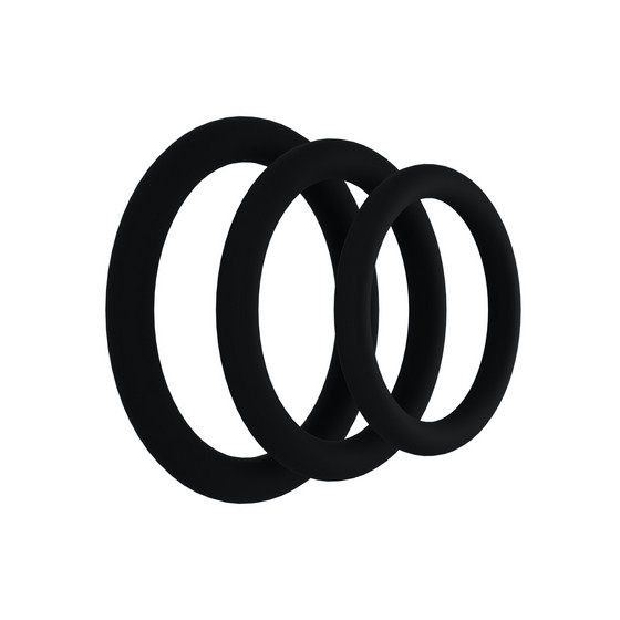 Set of 3 Black Tri-Pack Gasket Cockrings