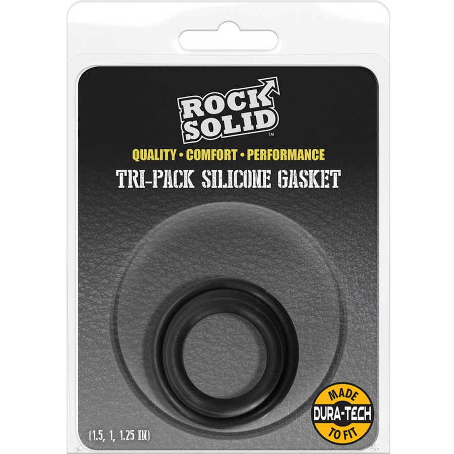 Set of 3 Black Tri-Pack Gasket Cockrings