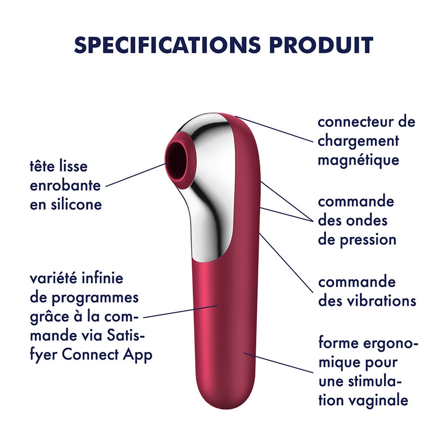 Stimulateur de clitoris + Vibromasseur Dual Love Rouge