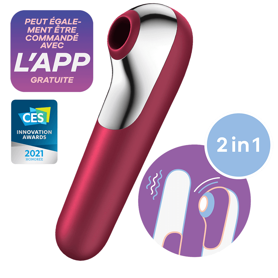 Stimulateur de clitoris + Vibromasseur Dual Love Rouge