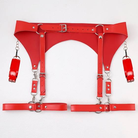 Ceinture Porte-Jarretelles et Menottes Rouge