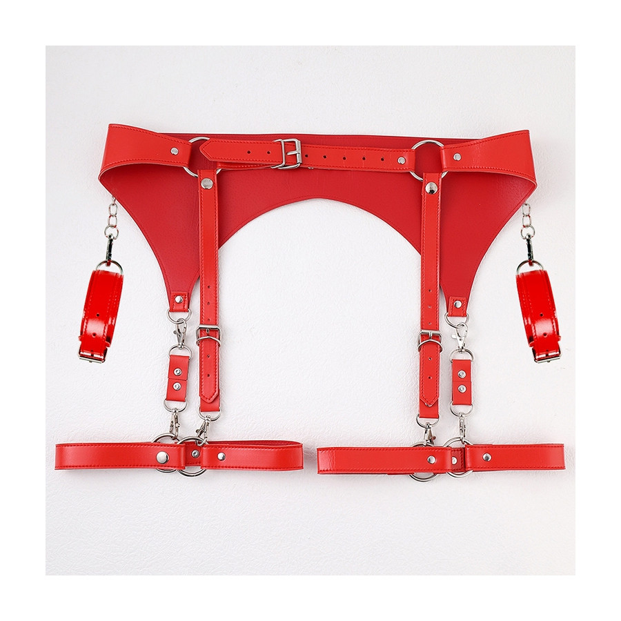 Ceinture Porte-Jarretelles et Menottes Rouge