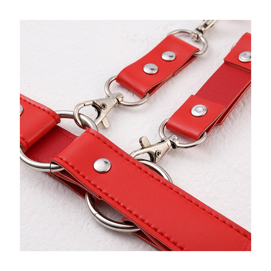 Ceinture Porte-Jarretelles et Menottes Rouge