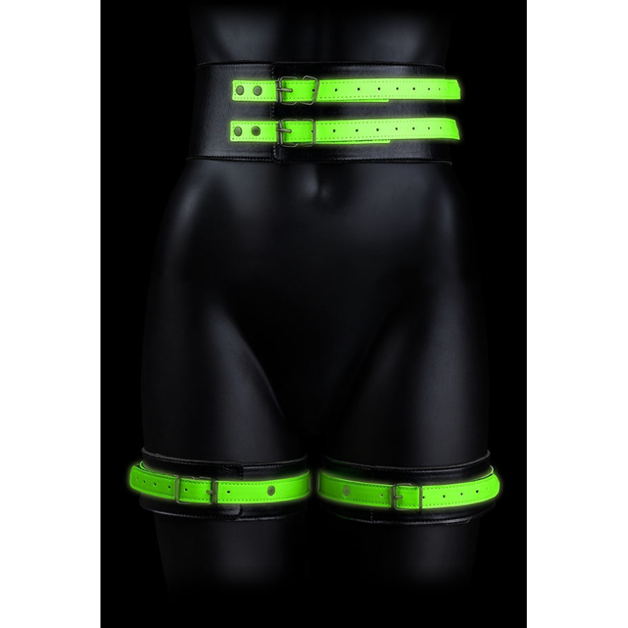 Kit SM Ceinture et Menottes phosphorescentes Glow Restraint