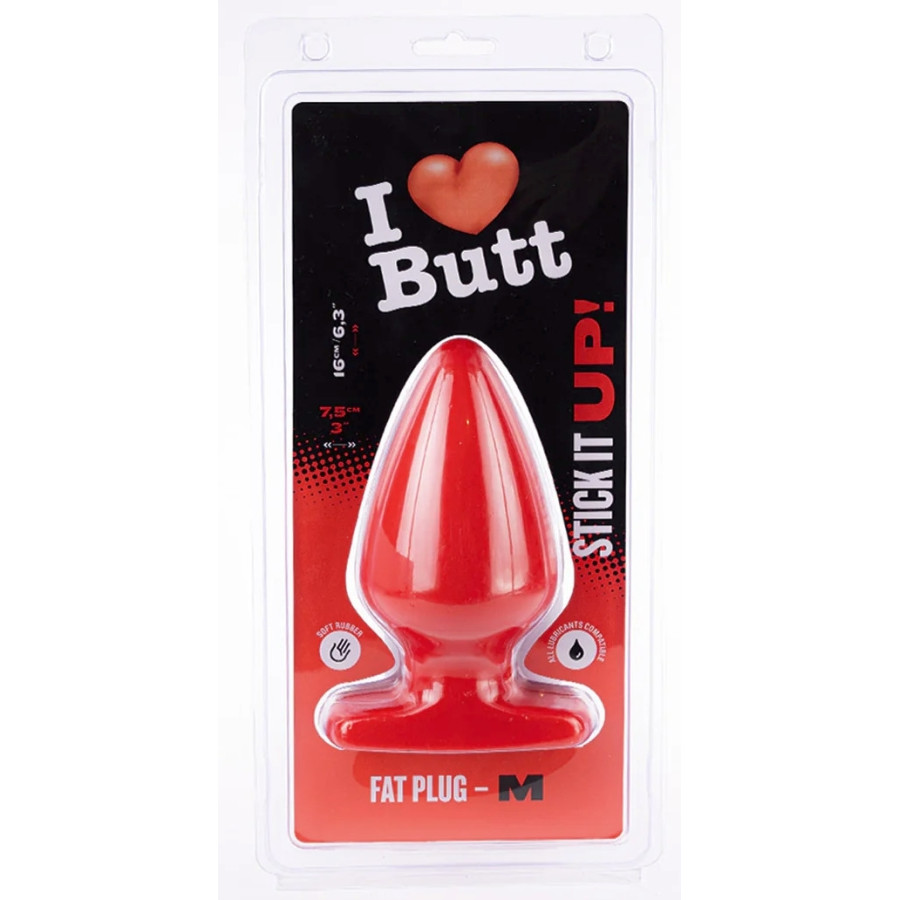 Plug Fat M I Love Butt 14 x 7.5 cm Red
