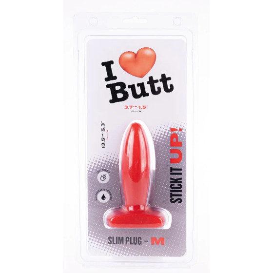 Plug Slim M I Love Butt 11 x 3.7 cm Red