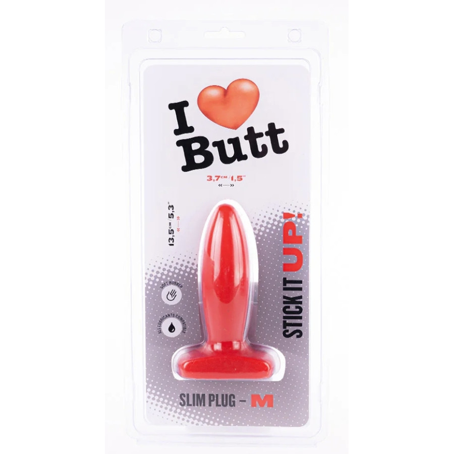 Plug Slim M I Love Butt 11 x 3.7 cm Red