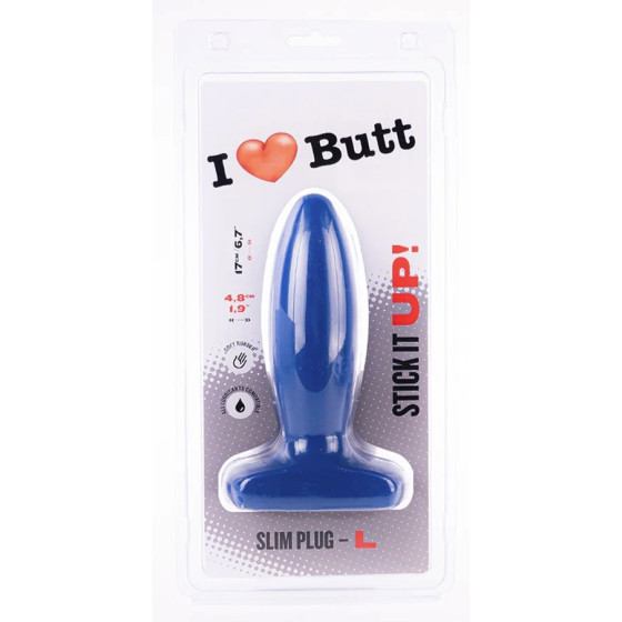 Plug Slim L I Love Butt 14 x 4.8 cm Bleu