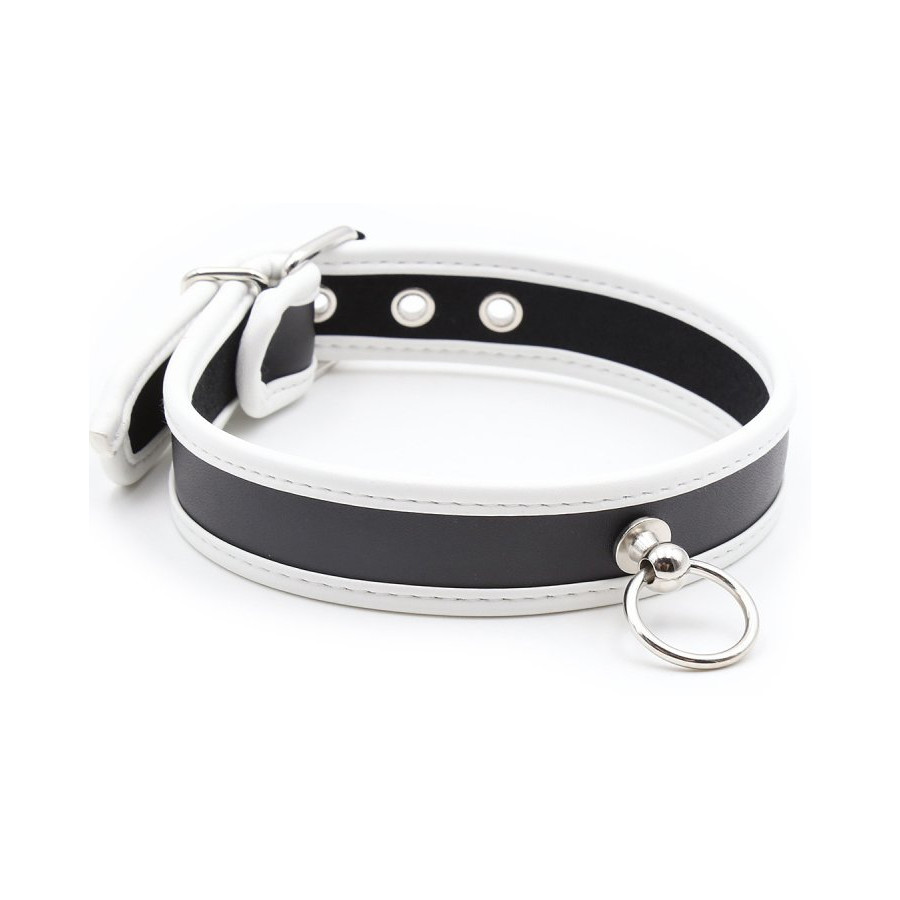 Collier O Ring Simili Noir-Blanc