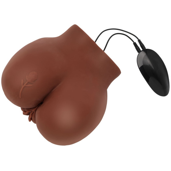 BIG ASS Realistic Vibrating Masturbator 2 Inputs Brown