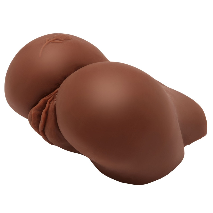 BIG ASS Realistic Vibrating Masturbator 2 Inputs Brown