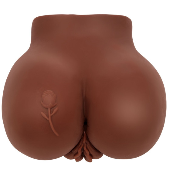 BIG ASS Realistic Vibrating Masturbator 2 Inputs Brown