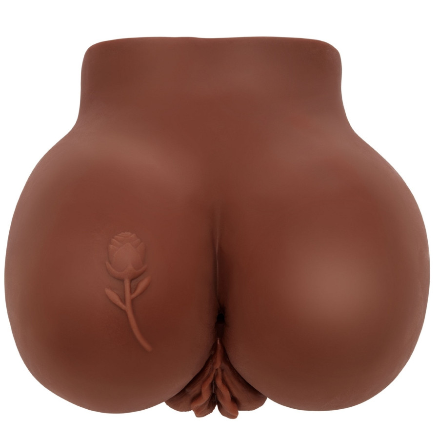 BIG ASS Realistic Vibrating Masturbator 2 Inputs Brown