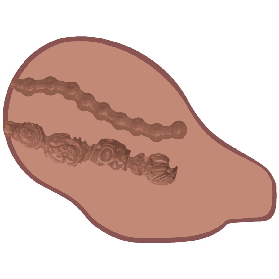 BIG ASS Realistic Vibrating Masturbator 2 Inputs Brown