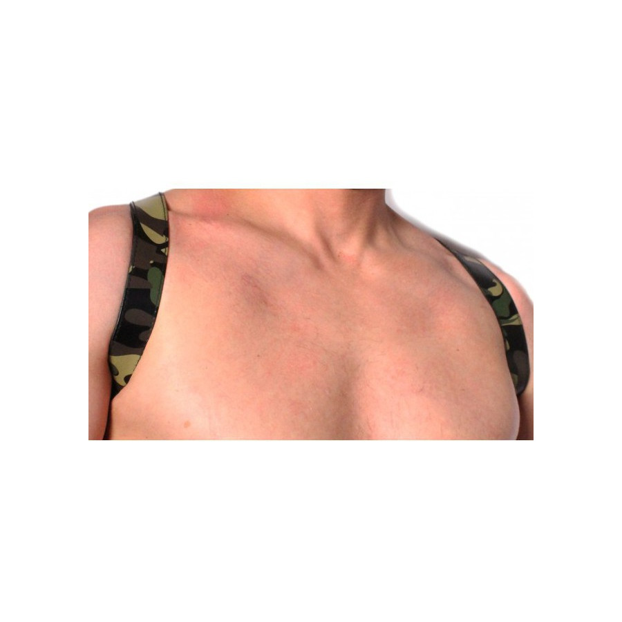 Harnais en cuir Camouflage - Acc. CHROME - CROSS - THE RED S/M