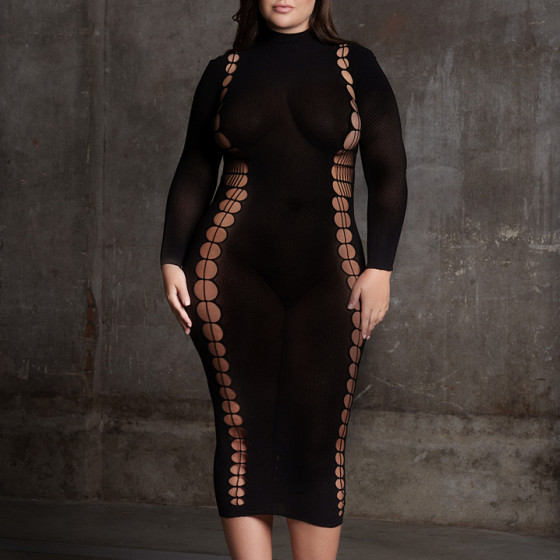 Robe Longue à Col Roulé Grande taille Carme Noir