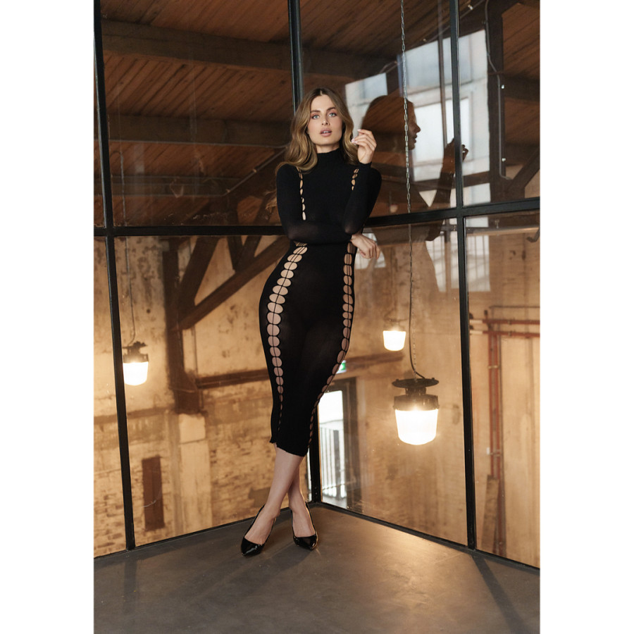 Robe Longue à Col Roulé CarmeNoir