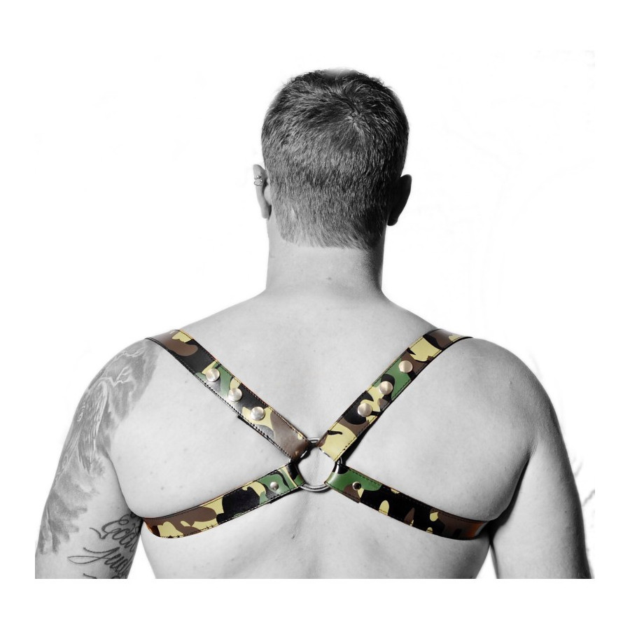 Harnais en cuir Camouflage - Acc. CHROME - CROSS - THE RED S/M