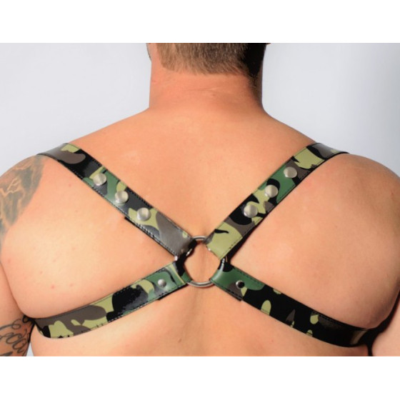 Harnais en cuir Camouflage - Acc. CHROME - CROSS - THE RED S/M