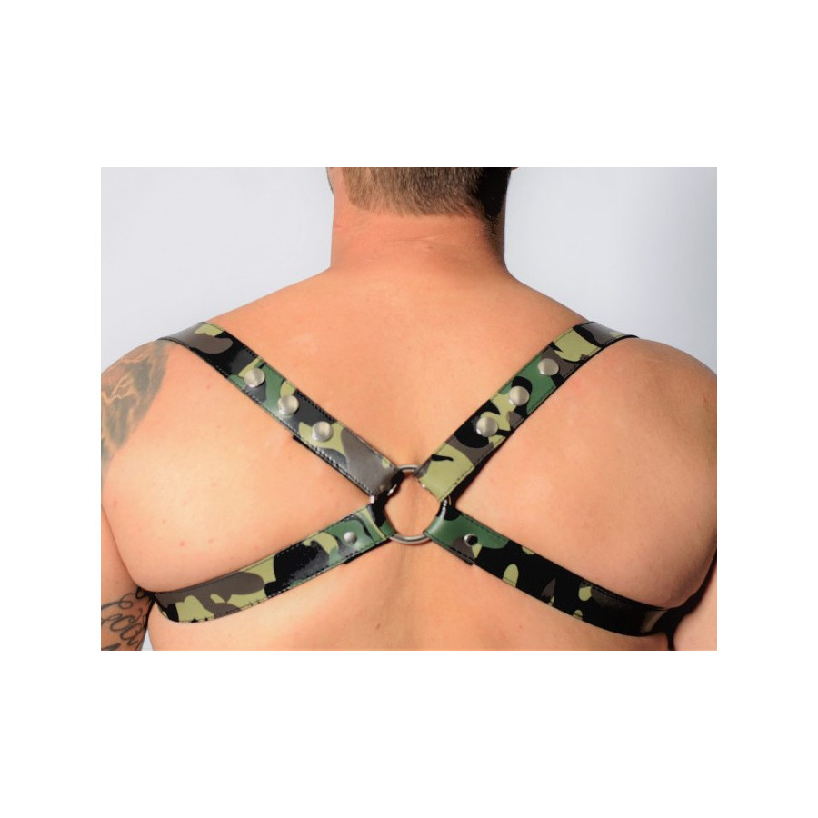 Harnais en cuir Camouflage - Acc. CHROME - CROSS - THE RED S/M