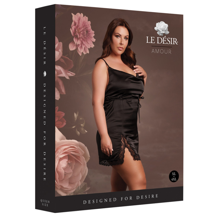 Robe Fendue Grande Taille Krystal Noir