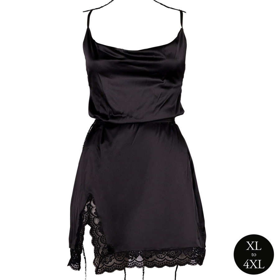 Robe Fendue Grande Taille Krystal Noir