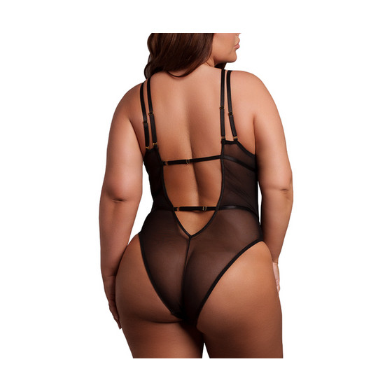 Double strap lace bodysuit Large Size Carlita Black