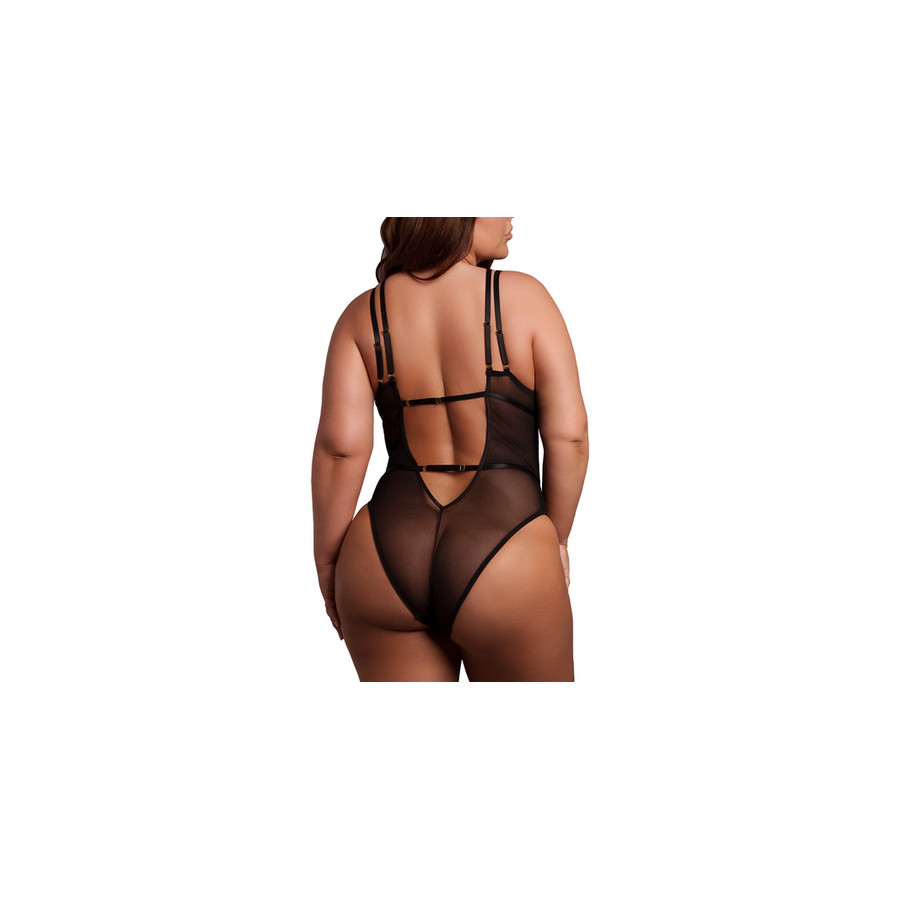 Double strap lace bodysuit Large Size Carlita Black