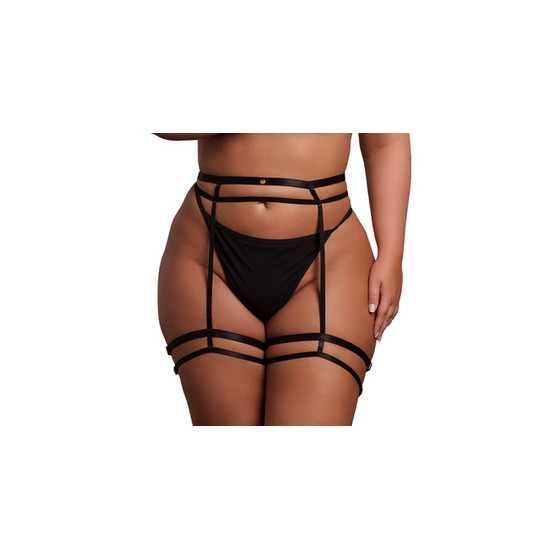 Grande Taille Double Strap suspender belt Black