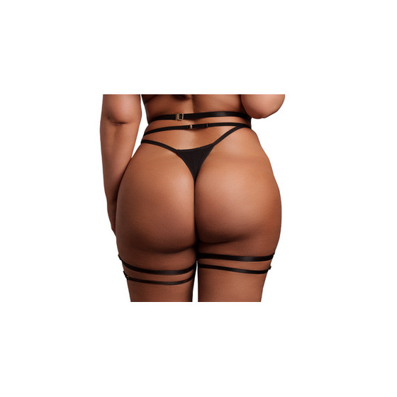 Grande Taille Double Strap suspender belt Black