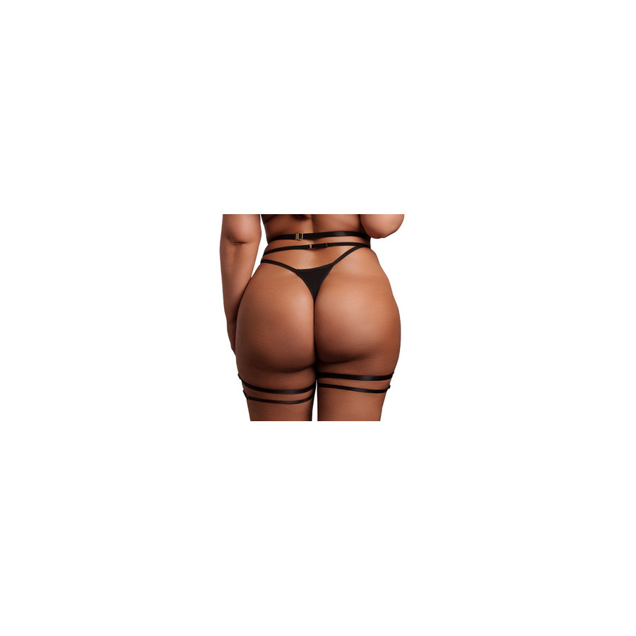 Grande Taille Double Strap suspender belt Black