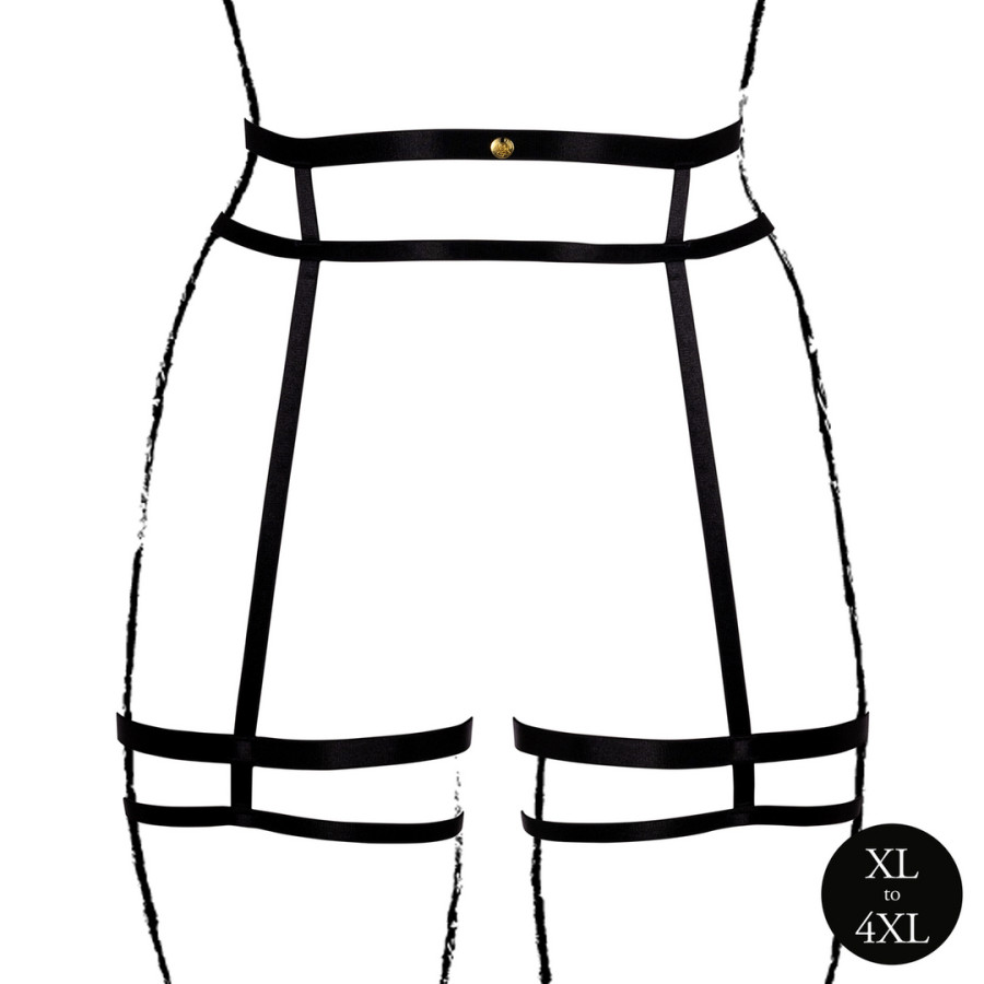 Grande Taille Double Strap suspender belt Black