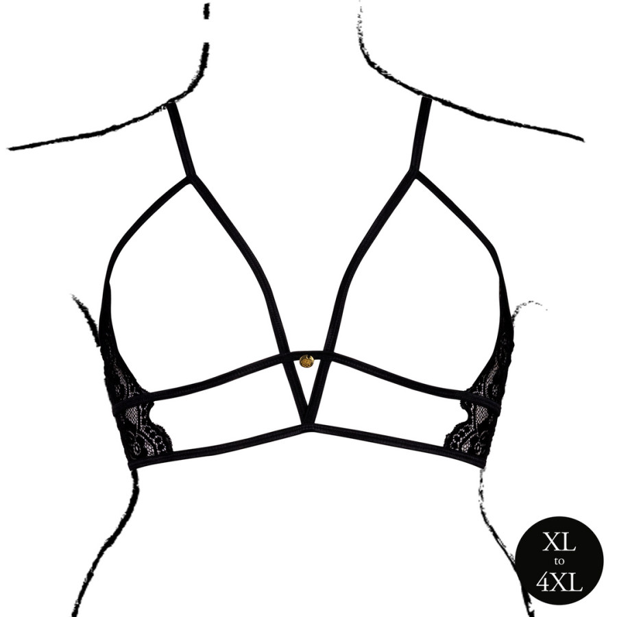 Charma Large Open Triangle Bra Black