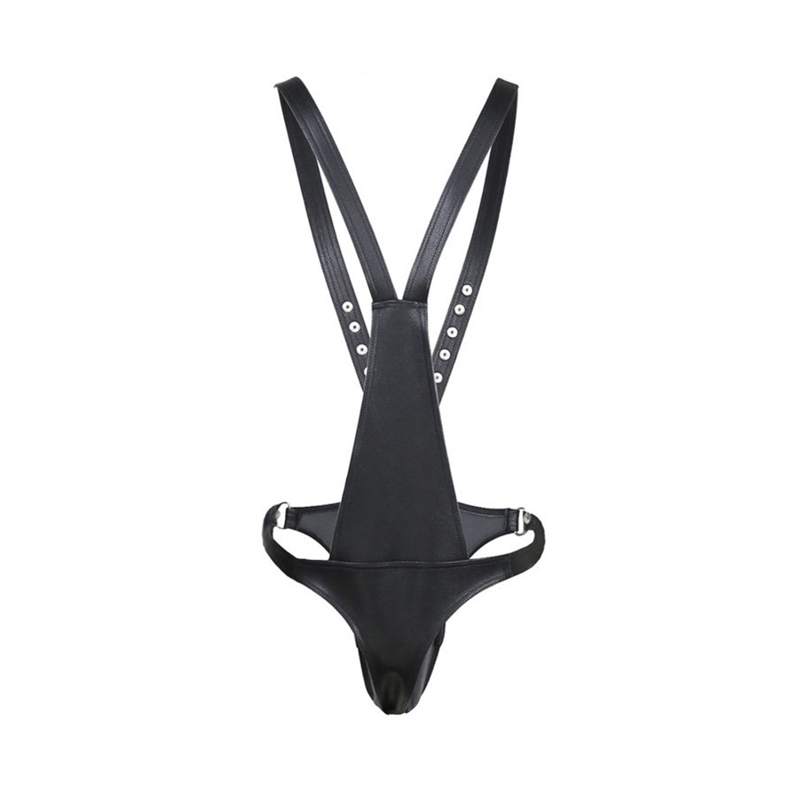 Singlet Open Rompers Simili Noir
